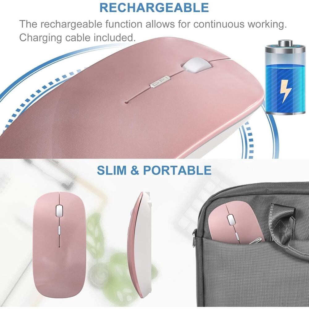 Bluetooth Wireless Mouse for MacBook Air Mac Pro Laptop Computer iPad Pad PC Las - Picture 4 of 6